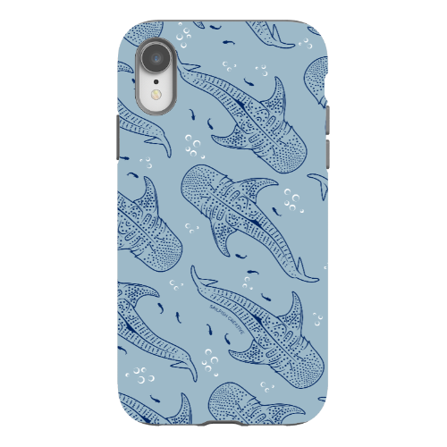 iPhone Tough Phone Case - Whale Sharks Pattern Bluer