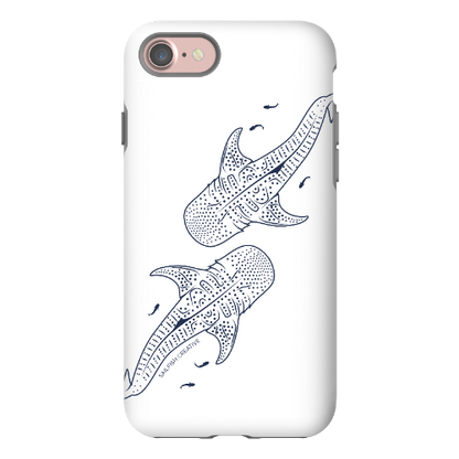 iPhone Tough Phone Case - Whale Sharks Outline