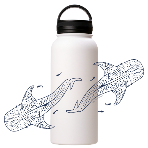 Whale Sharks Line Art - Stainless Steel Water Bottle