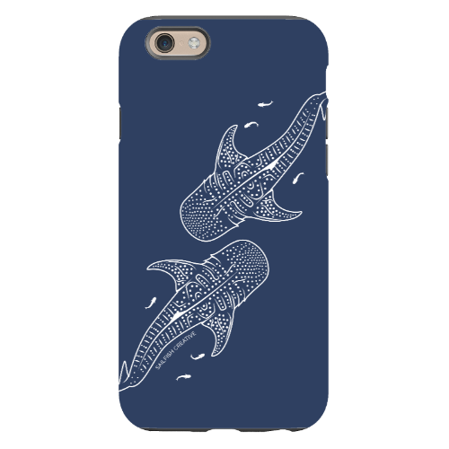 iPhone Tough Phone Case - Whale Sharks Outline Navy