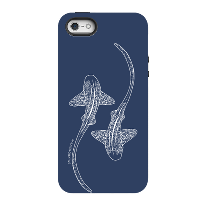 iPhone Tough Phone Case - Leopard Sharks Outline Navy