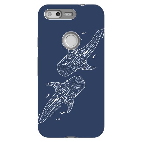 Google Pixel Tough Phone Case - Whale Sharks Outline Navy