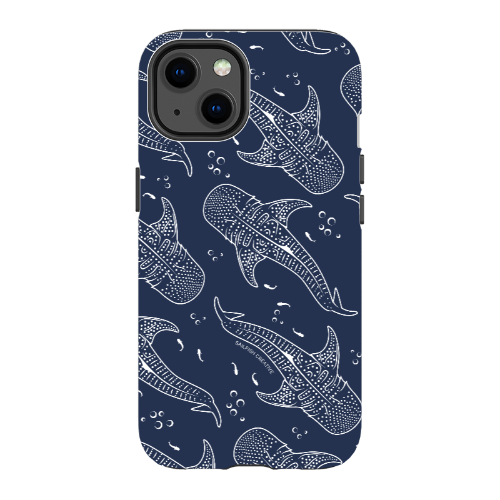 iPhone Tough Phone Case - Whale Sharks Pattern Navy