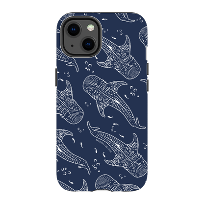 iPhone Tough Phone Case - Whale Sharks Pattern Navy