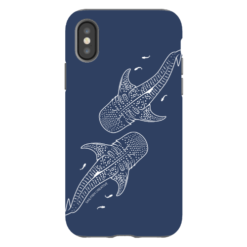 iPhone Tough Phone Case - Whale Sharks Outline Navy