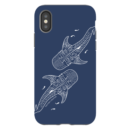 iPhone Tough Phone Case - Whale Sharks Outline Navy