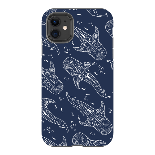 iPhone Tough Phone Case - Whale Sharks Pattern Navy