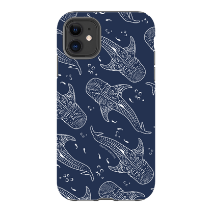 iPhone Tough Phone Case - Whale Sharks Pattern Navy