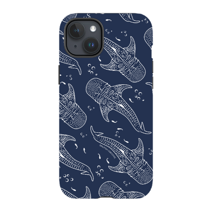 iPhone Tough Phone Case - Whale Sharks Pattern Navy