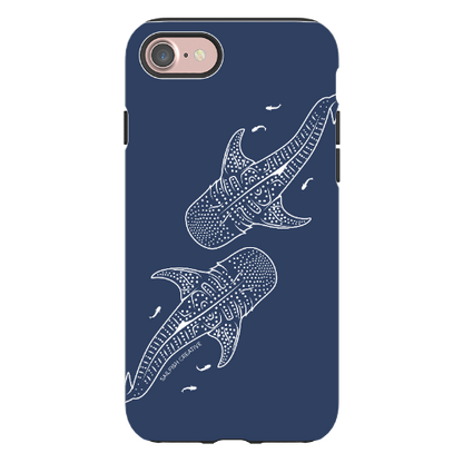 iPhone Tough Phone Case - Whale Sharks Outline Navy