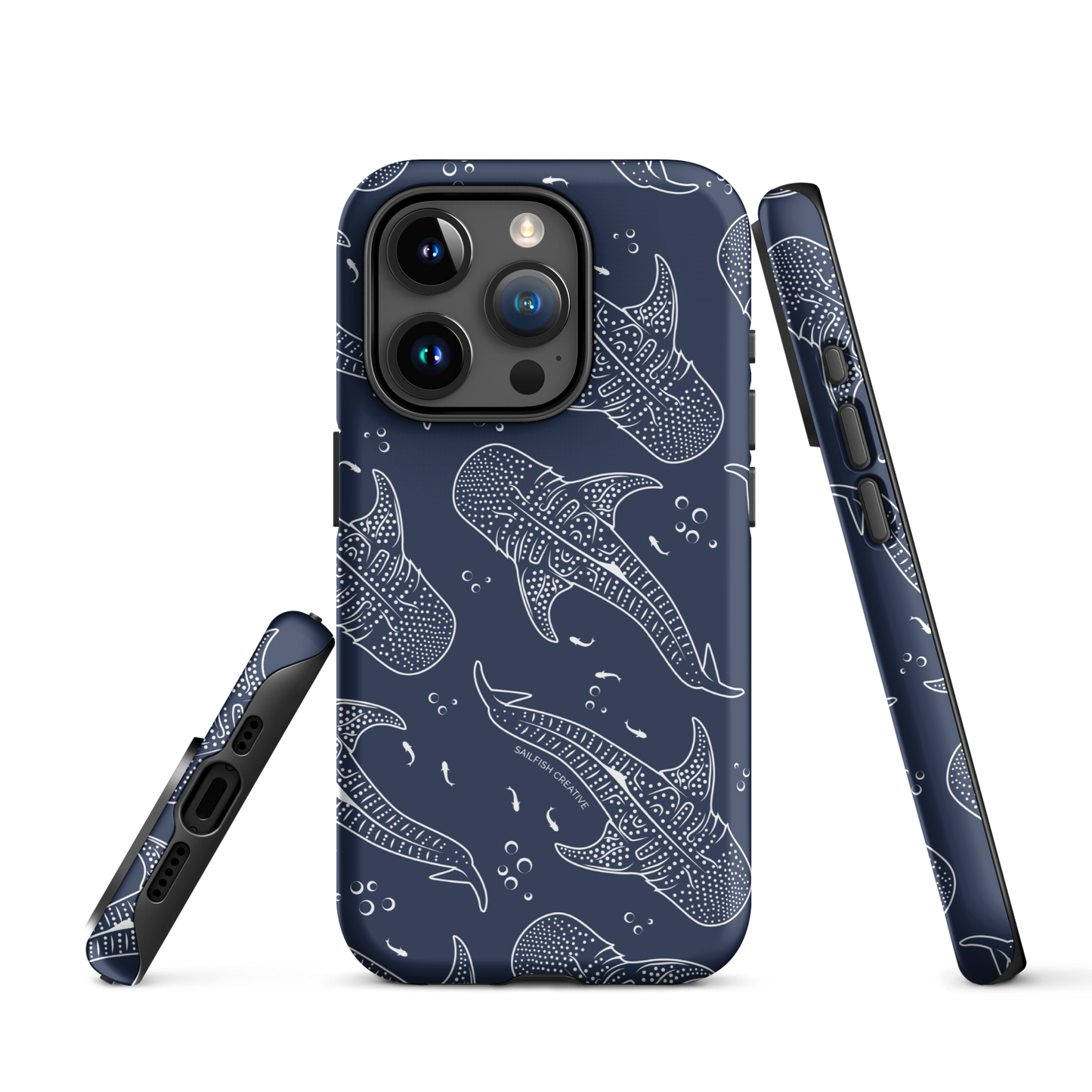 iPhone Tough Phone Case - Whale Sharks Pattern Navy