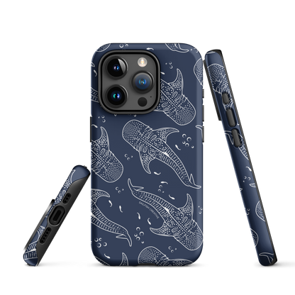 iPhone Tough Phone Case - Whale Sharks Pattern Navy