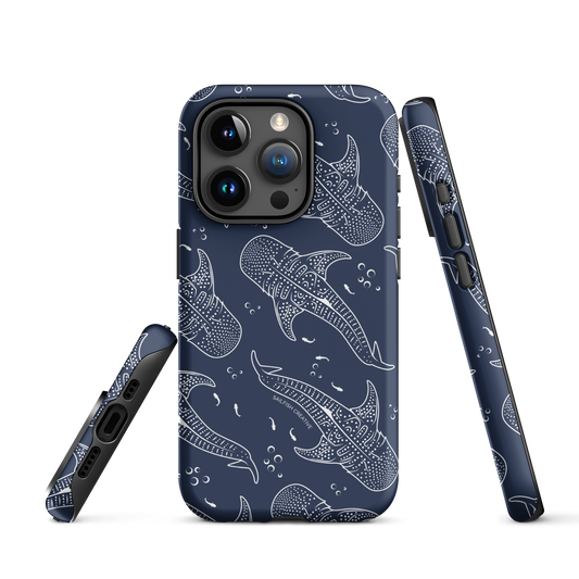 iPhone Tough Phone Case - Whale Sharks Pattern Navy