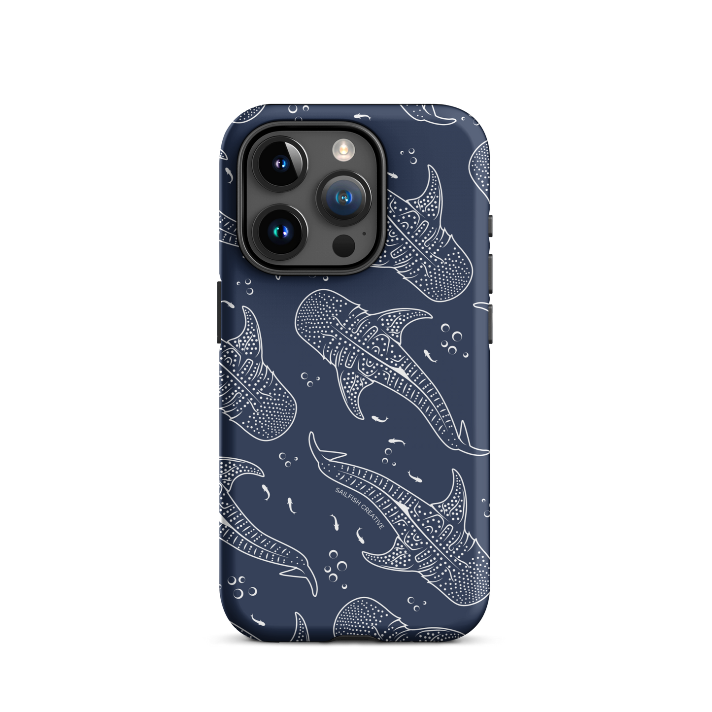 iPhone Tough Phone Case - Whale Sharks Pattern Navy