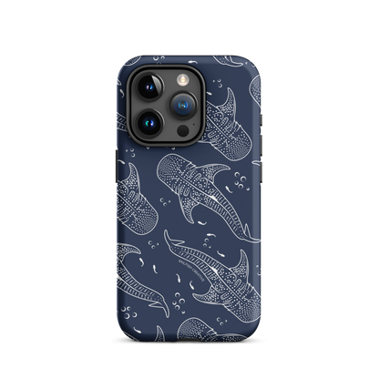 iPhone Tough Phone Case - Whale Sharks Pattern Navy