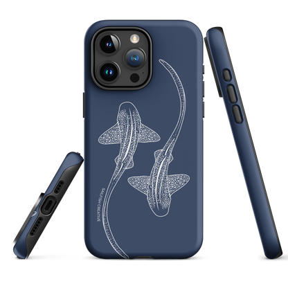 iPhone Tough Phone Case - Leopard Sharks Outline Navy