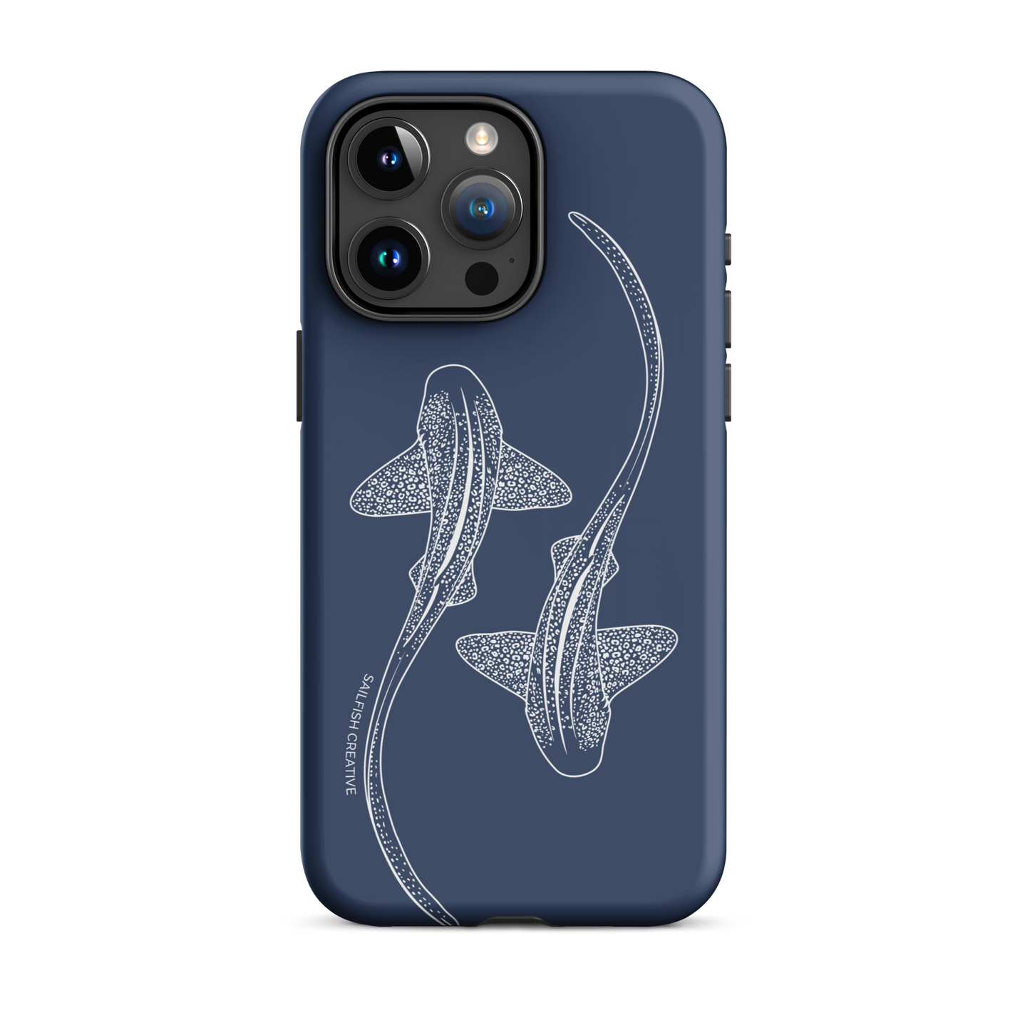 iPhone Tough Phone Case - Leopard Sharks Outline Navy