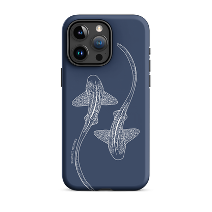 iPhone Tough Phone Case - Leopard Sharks Outline Navy