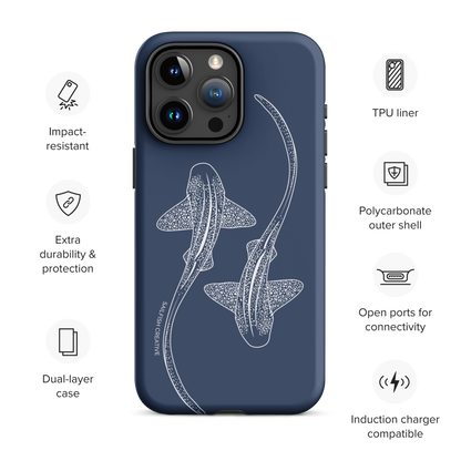 iPhone Tough Phone Case - Leopard Sharks Outline Navy