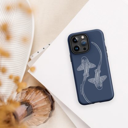 iPhone Tough Phone Case - Leopard Sharks Outline Navy