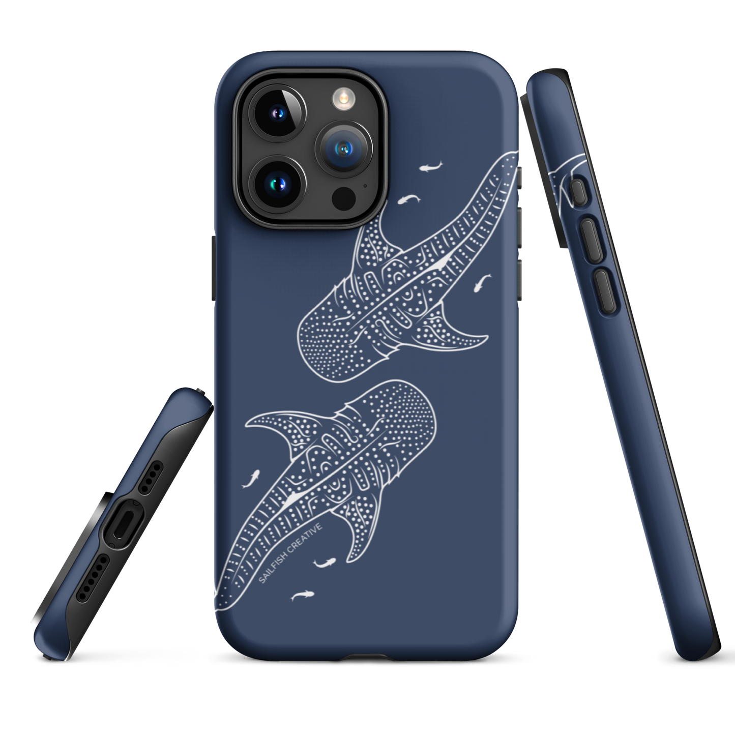 iPhone Tough Phone Case - Whale Sharks Outline Navy