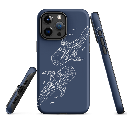 iPhone Tough Phone Case - Whale Sharks Outline Navy