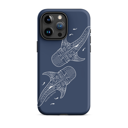 iPhone Tough Phone Case - Whale Sharks Outline Navy