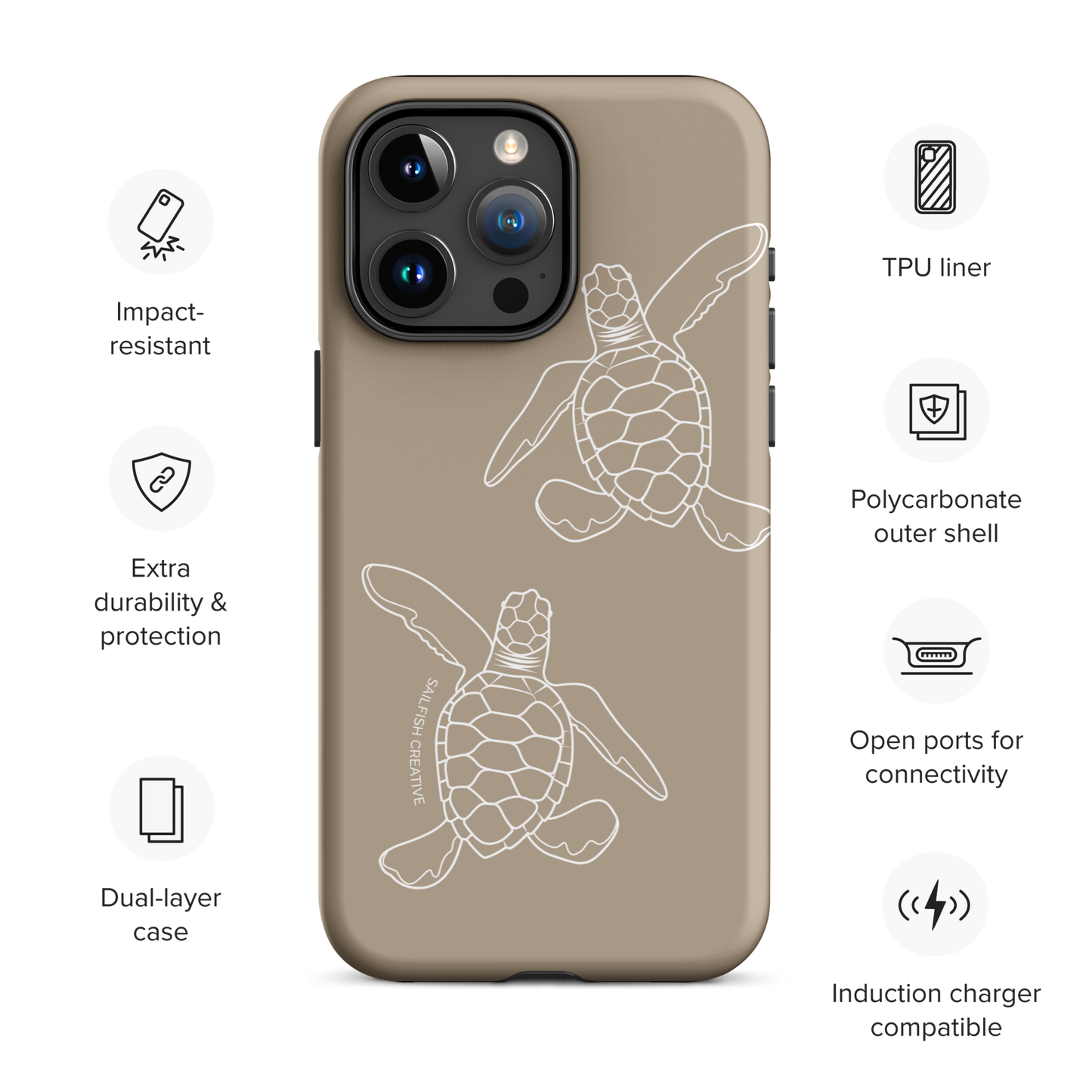 iPhone Tough Phone Case - Turtle Hatchlings Outline