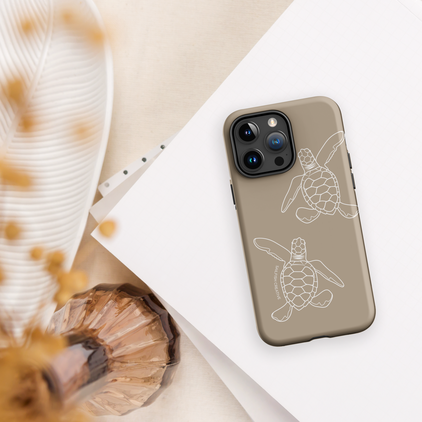 iPhone Tough Phone Case - Turtle Hatchlings Outline