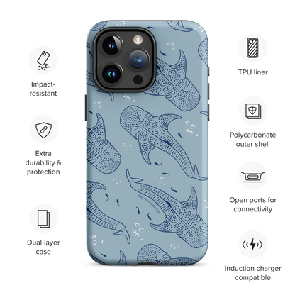 iPhone Tough Phone Case - Whale Sharks Pattern Bluer