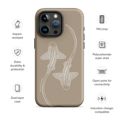 iPhone Tough Phone Case - Leopard Sharks Outline Natural