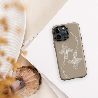 iPhone Tough Phone Case - Leopard Sharks Outline Natural