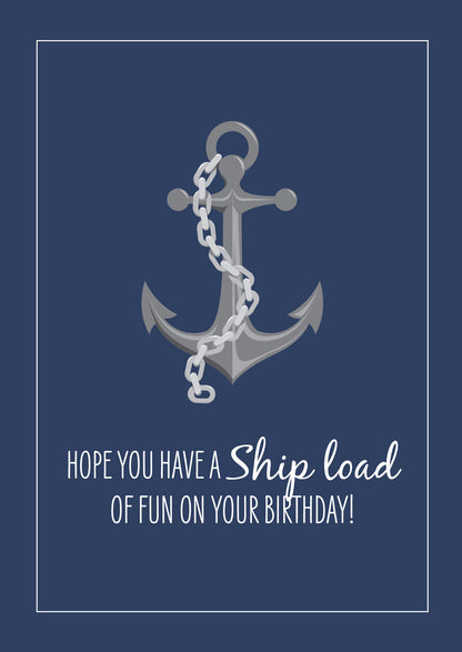 Birthday Card - Anchor and Chain Nautical