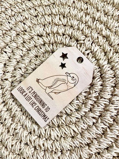 Wooden Christmas Swing Tag - Little Penguin