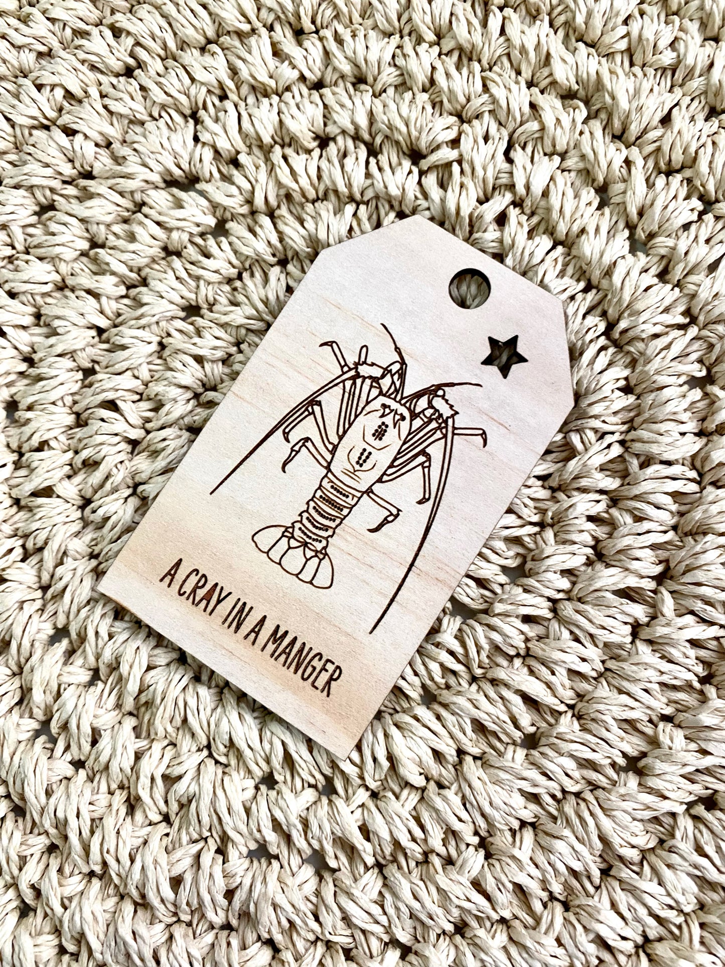 Wooden Christmas Swing Tag - Rock Lobster Crayfish