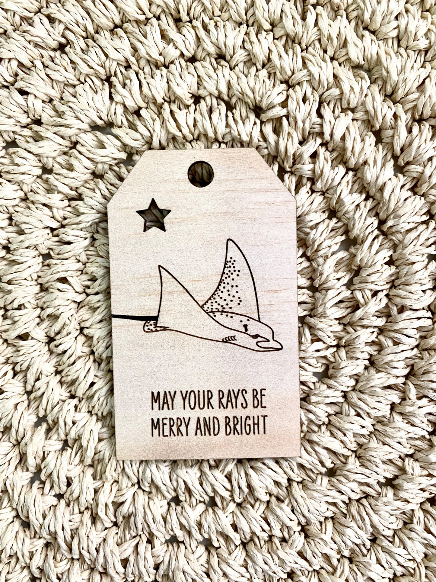 Wooden Christmas Swing Tag - Spotted Eagle Ray