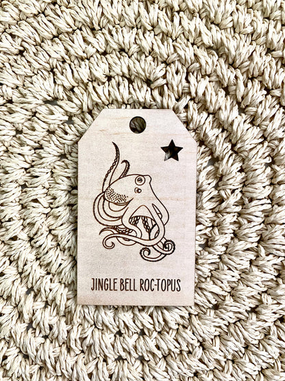 Wooden Christmas Swing Tag - Octopus