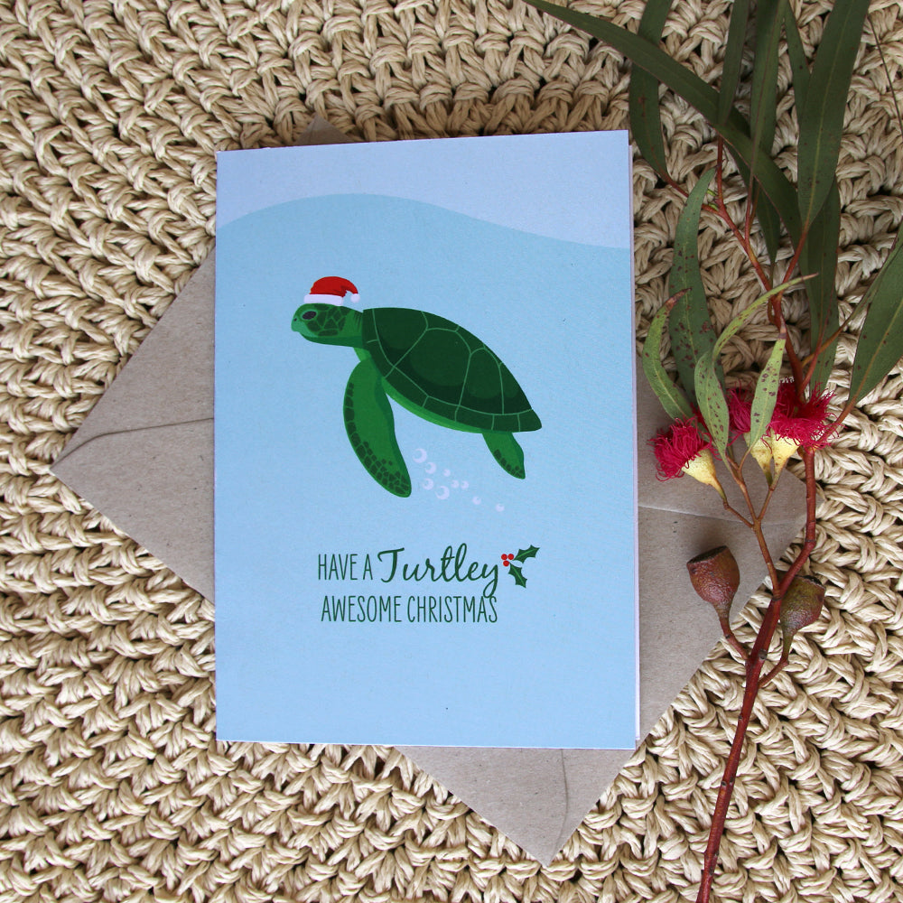 Christmas Card - Green Turtle